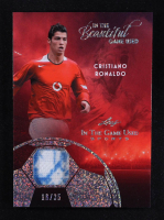 Cristiano Ronaldo 2025 Leaf ITG Used Sports In The Beautiful Game Relic Silver Sparkle Foil #BU2 #16/35 at PristineAuction.com