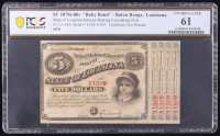 1870s-1880s (1878) "Baby Bond" State of Louisiana, Baton Rouge Interest-Bearing Circulating Note (PCGS Uncirculated 61) at PristineAuction.com