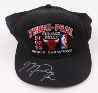 Michael Jordan Signed Bulls "Three-Peat" Adjustable Hat (GOAT) at PristineAuction.com
