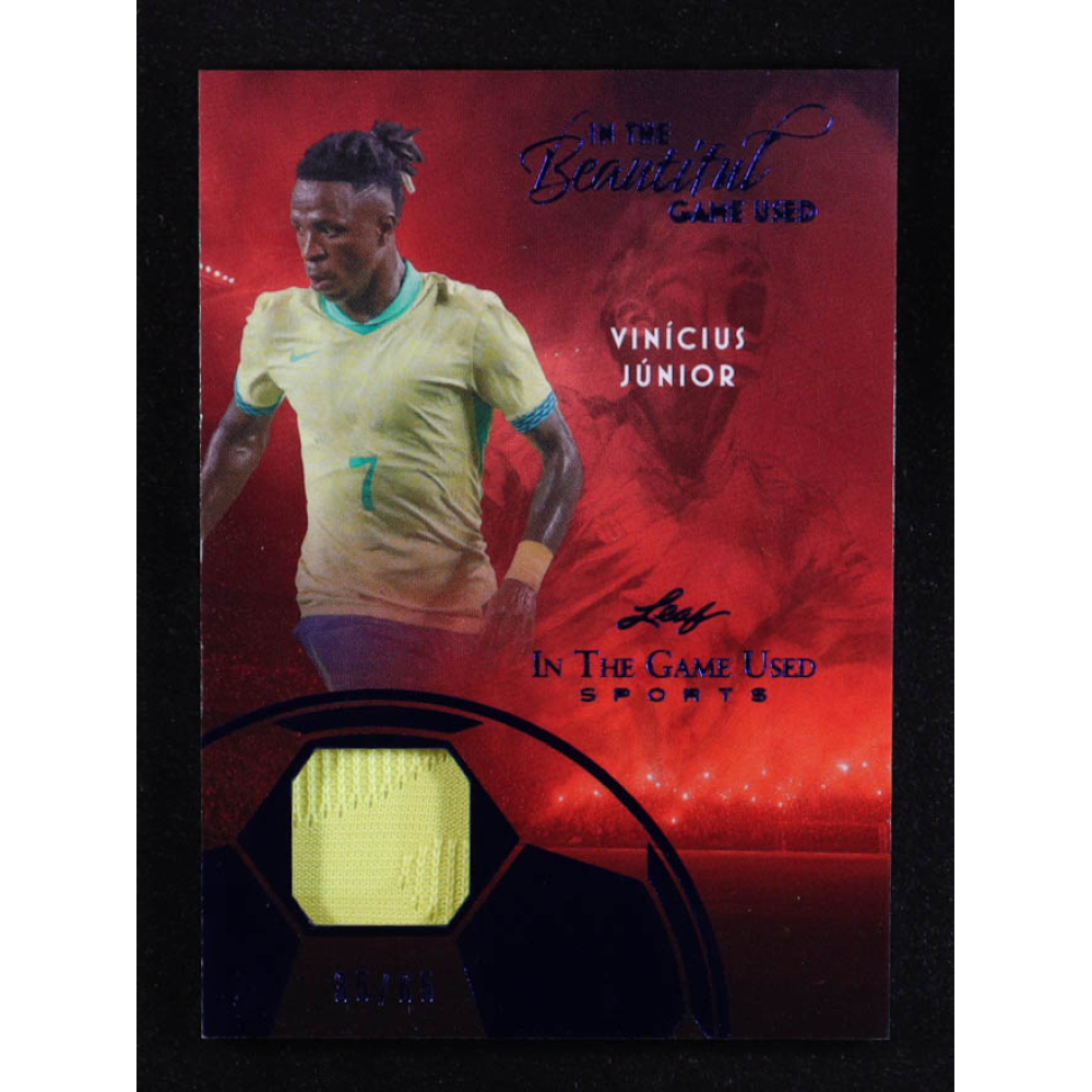 Vinicius Junior 2025 Leaf ITG Used Sports In The Beautiful Game Relic Blue Foil #BU23 #35/65 at PristineAuction.com