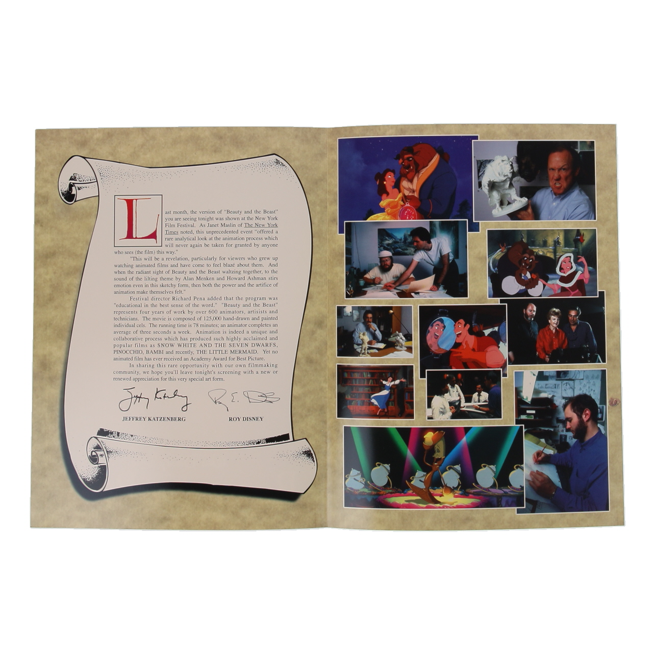 1991 "Beauty and the Beast" New York Film Festival Promo 9x12 Bifold Flyer at PristineAuction.com 1991 "Beauty and the Beast" New York Film Festival Promo 9x12 Bifold Flyer at PristineAuction.com