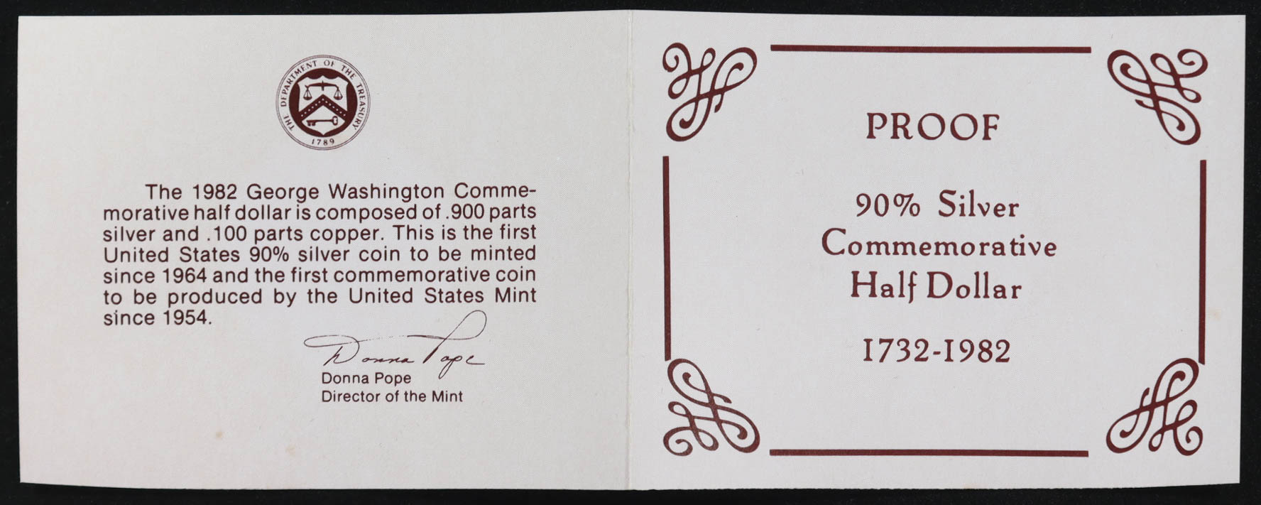 1982 250th Anniversary of George Washington Birth Half Dollar Coin with Display Box at PristineAuction.com 1982 250th Anniversary of George Washington Birth Half Dollar Coin with Display Box at PristineAuction.com
