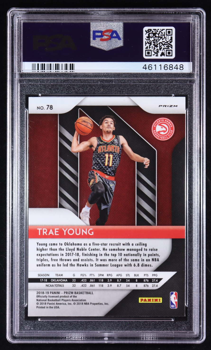 Trae Young 2018-19 Panini Prizm Prizms Green #78 RC (PSA 10) at PristineAuction.com Trae Young 2018-19 Panini Prizm Prizms Green #78 RC (PSA 10) at PristineAuction.com
