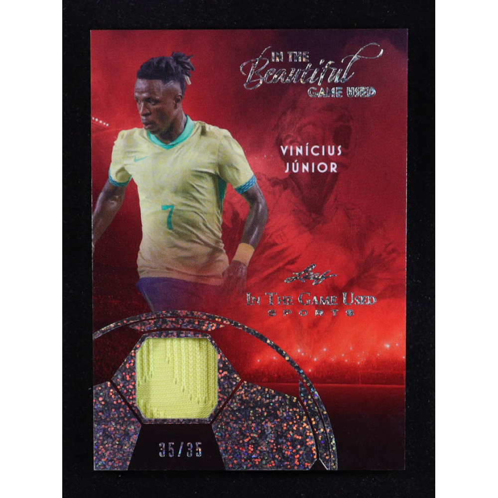 Vinicius Junior 2025 Leaf ITG Used Sports In The Beautiful Game Relic Silver Sparkle Foil #BU23 #35/35 at PristineAuction.com