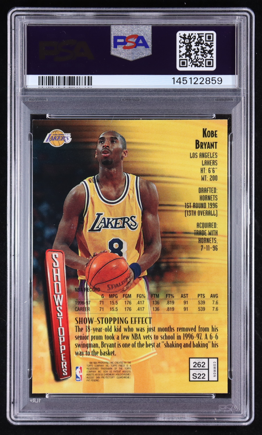 Kobe Bryant 1997-98 Finest #262 w/ Coating (PSA 9) at PristineAuction.com Kobe Bryant 1997-98 Finest #262 w/ Coating (PSA 9) at PristineAuction.com