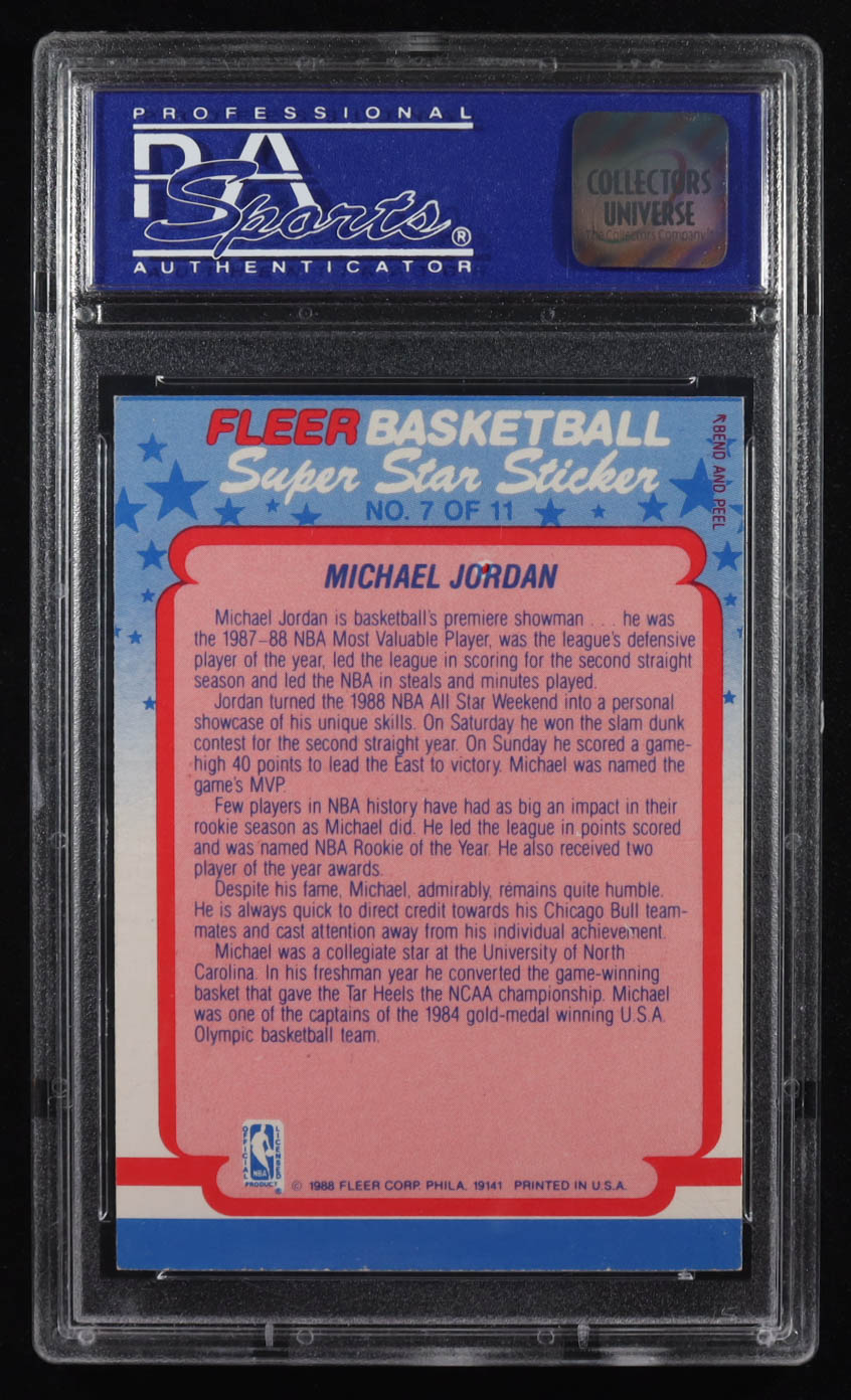 Michael Jordan 1988 Fleer Super Star Sticker #7 (PSA 5) at PristineAuction.com Michael Jordan 1988 Fleer Super Star Sticker #7 (PSA 5) at PristineAuction.com