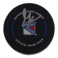 Gabe Perreault Signed Rangers Logo Hockey Puck (Fanatics) at PristineAuction.com