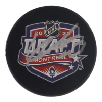 Lucas Raymond Signed 2020 NHL Draft Logo Hockey Puck (Fanatics) at PristineAuction.com
