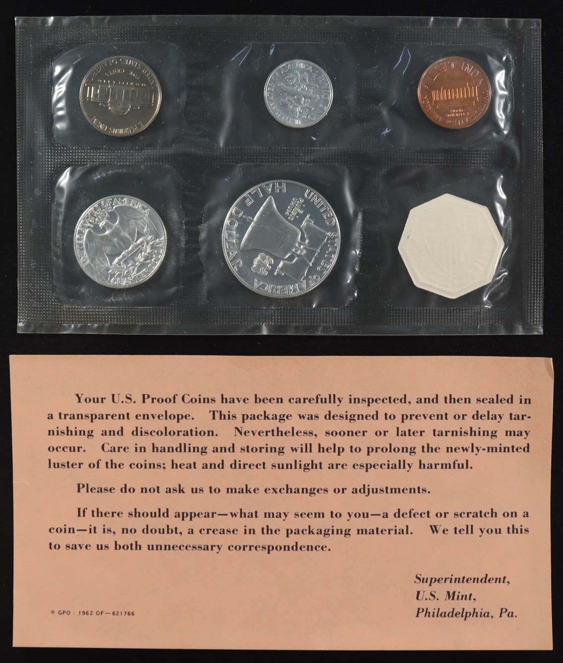 1963 Uncirculated United States Mint Souvenir (5) Coin Set at PristineAuction.com 1963 Uncirculated United States Mint Souvenir (5) Coin Set at PristineAuction.com