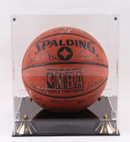 Kareem Abdul-Jabbar, Magic Johnson, Wilt Chamberlain, Oscar Robertson | NBA Hall of Famers & Legends Basketball with Display Case (28) (Beckett) at PristineAuction.com