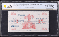 1864 Brooklyn, New York 25 Cents Currency Note - Hyson & Ward, Tea Importer (PCGS Gem Unc 65 PPQ) at PristineAuction.com