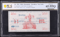 1864 Brooklyn, New York 25 Cents Currency Note - Hyson & Ward, Tea Importer (PCGS Gem Unc 65 PPQ) at PristineAuction.com
