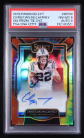 Christian McCaffrey 2018 Select Signatures Prizm Tie Dye #1 #14/15 (PSA 8 | Autograph Graded 9) at PristineAuction.com