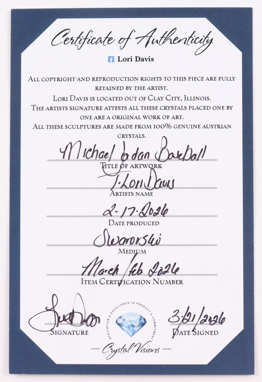 Michael Jordan Signed Custom Swarovski Crystal Baseball by Lori Davis with Display Case (G.O.A.T.) at PristineAuction.com Michael Jordan Signed Custom Swarovski Crystal Baseball by Lori Davis with Display Case (G.O.A.T.) at PristineAuction.com