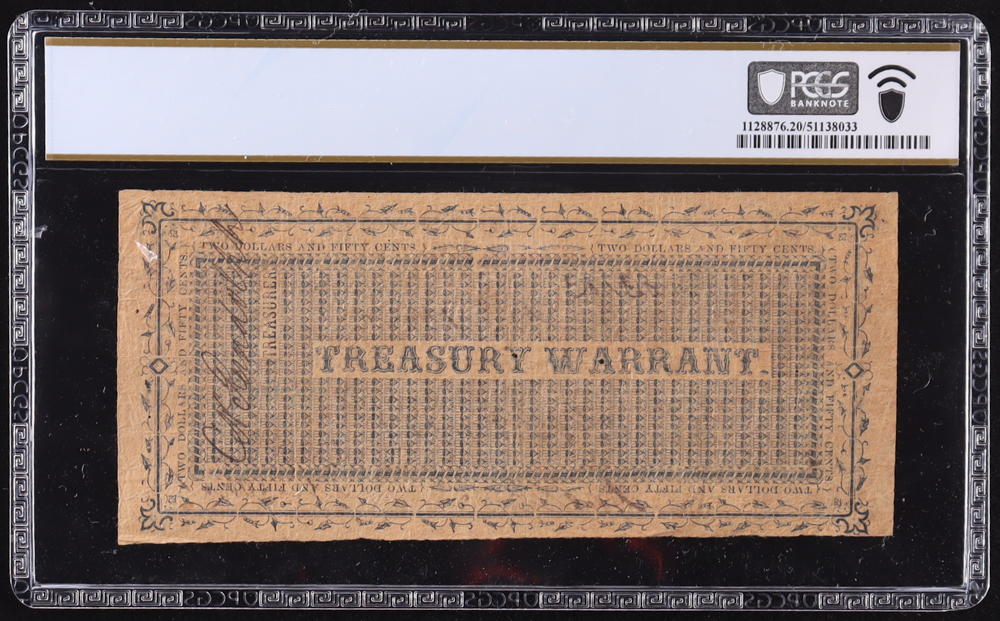 1860-64 Texas $2.50 Treasury Warrant, Military Service Cr-TX-7 (PCGS Very Fine 20) at PristineAuction.com 1860-64 Texas $2.50 Treasury Warrant, Military Service Cr-TX-7 (PCGS Very Fine 20) at PristineAuction.com