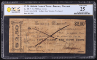 1860-64 Texas $2.50 Treasury Warrant, Military Service Cr-TX-7 (PCGS Very Fine 25) at PristineAuction.com