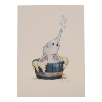 "Dumbo - Bath Time" 11x15 One-of-a-Kind Hand-Embellished Watercolor & Colored Pencil Print by Scott Cook (Cook) at PristineAuction.com