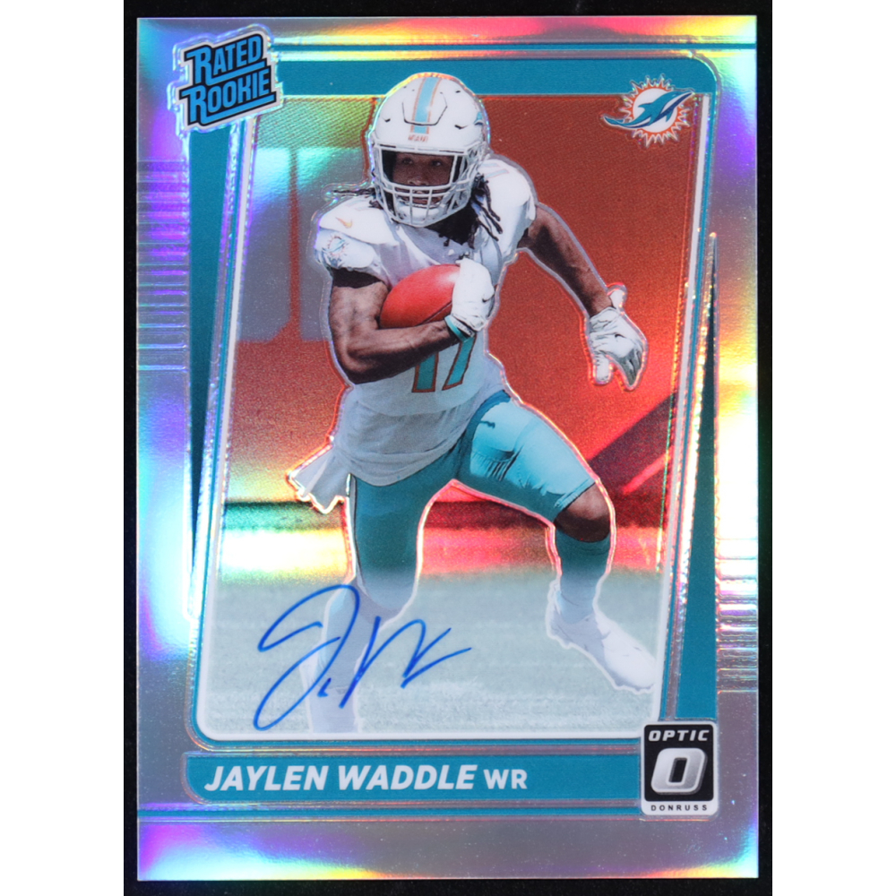 Jaylen Waddle 2021 Donruss Optic Rated Rookies RPS Autographs Holo #208 #027/125 RC at PristineAuction.com