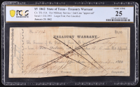 1862 Texas $2.50 Treasury Warrant, Military Service Cr-TX-15A (PCGS Very Fine 25) at PristineAuction.com