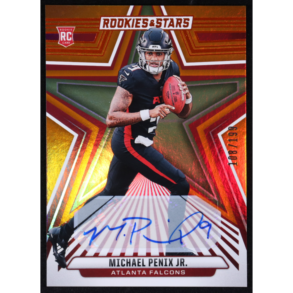 Michael Penix Jr. 2024 Rookies and Stars Signatures Orange #179 #108/199 RC at PristineAuction.com