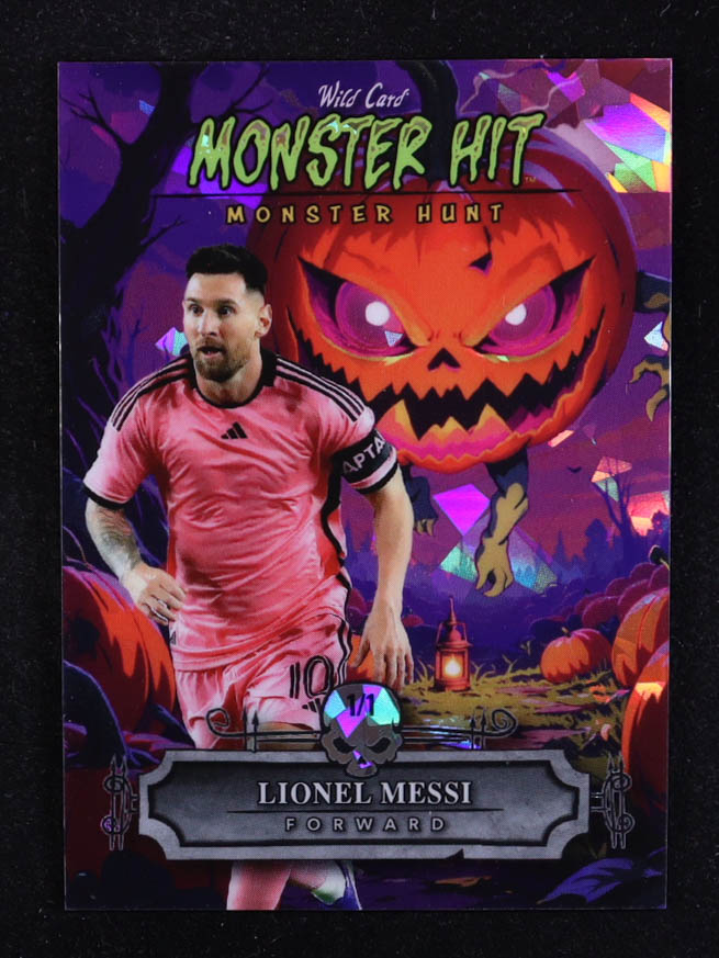 Lionel Messi 2025 Wild Card Monster Hit Monster Hunt Crystal Purple #MHPPLM #1/1 at PristineAuction.com Lionel Messi 2025 Wild Card Monster Hit Monster Hunt Crystal Purple #MHPPLM #1/1 at PristineAuction.com
