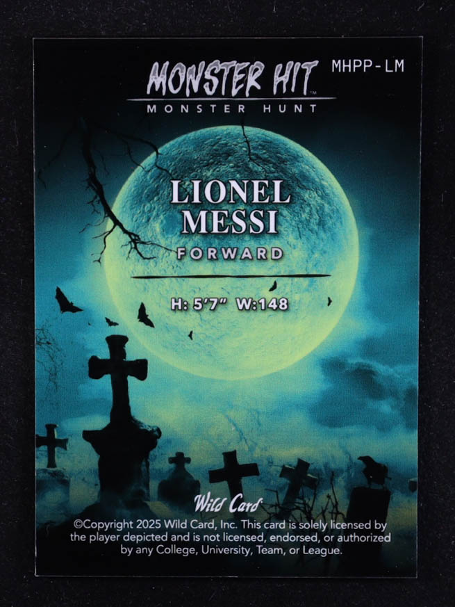 Lionel Messi 2025 Wild Card Monster Hit Monster Hunt Crystal Purple #MHPPLM #1/1 at PristineAuction.com Lionel Messi 2025 Wild Card Monster Hit Monster Hunt Crystal Purple #MHPPLM #1/1 at PristineAuction.com