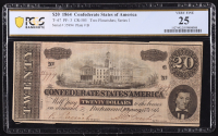 1864 Confederate $20 Currency Note, 1st Series T-67 w/ Two Flourishes (PCGS Very Fine 25) at PristineAuction.com