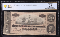 1864 Confederate $20 Currency Note, T-67 w/ Two Flourishes (PCGS Very Fine 25) at PristineAuction.com