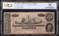 1864 Confederate $20 Currency Note, T-67 with C.S.A. Treasury Stamp (PCGS Very Fine 25) - S/N 12299 at PristineAuction.com