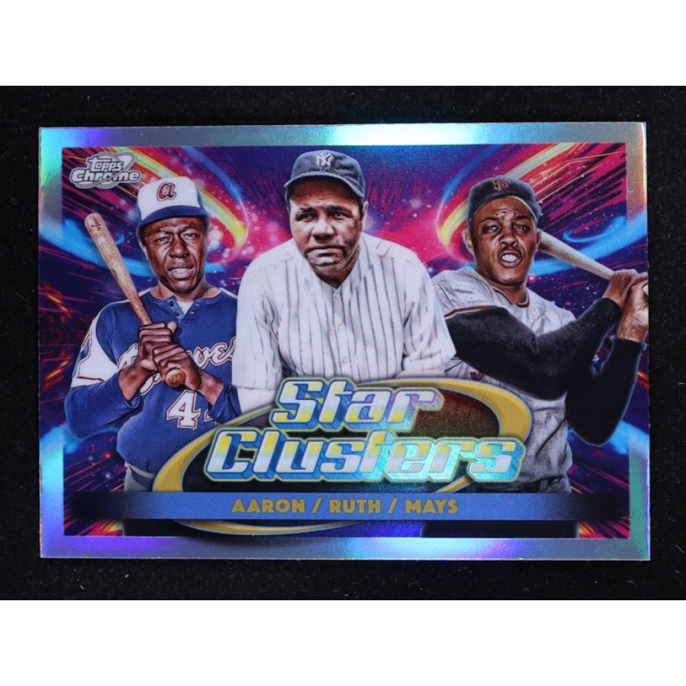 Babe Ruth / Willie Mays / Hank Aaron 2025 Topps Cosmic Chrome Triple Star Clusters #TSC6 at PristineAuction.com