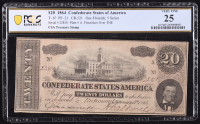 1864 Confederate $20 Currency Note, T-67 with C.S.A. Treasury Stamp (PCGS Very Fine 25) at PristineAuction.com