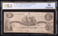 1861 Confederate $5 Currency Note, T-36 CR-276 (PCGS Very Fine 30) at PristineAuction.com