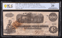 1862 Confederate $100 Currency Note, T-40 4th Issue w/ Charleston, SC Circulation Date Stamp (PCGS Very Fine 20) at PristineAuction.com