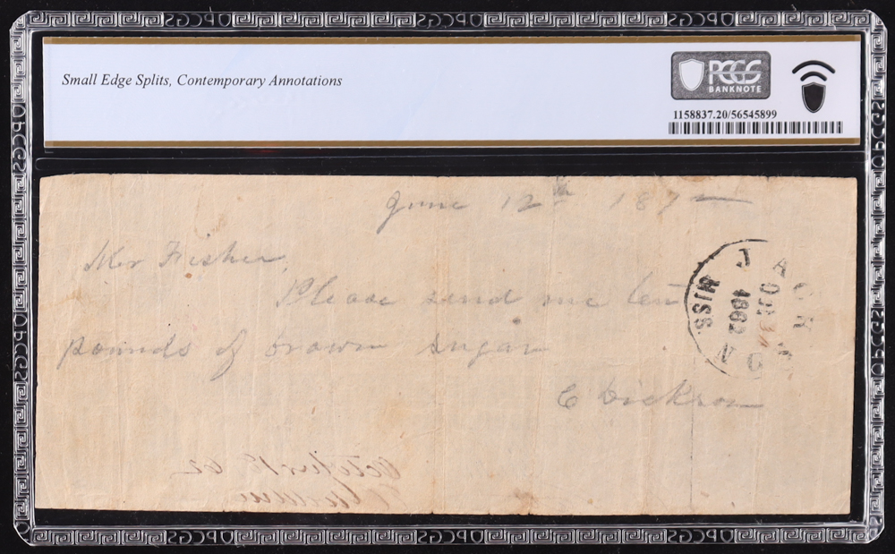 1862 Confederate $100 Currency Note, T-40 4th Issue w/ Jackson, MS Circulation Date Stamp (PCGS Very Fine 20) at PristineAuction.com 1862 Confederate $100 Currency Note, T-40 4th Issue w/ Jackson, MS Circulation Date Stamp (PCGS Very Fine 20) at PristineAuction.com