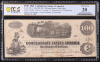 1862 Confederate $100 Currency Note, T-40 4th Issue w/ Jackson, MS Circulation Date Stamp (PCGS Very Fine 20) at PristineAuction.com
