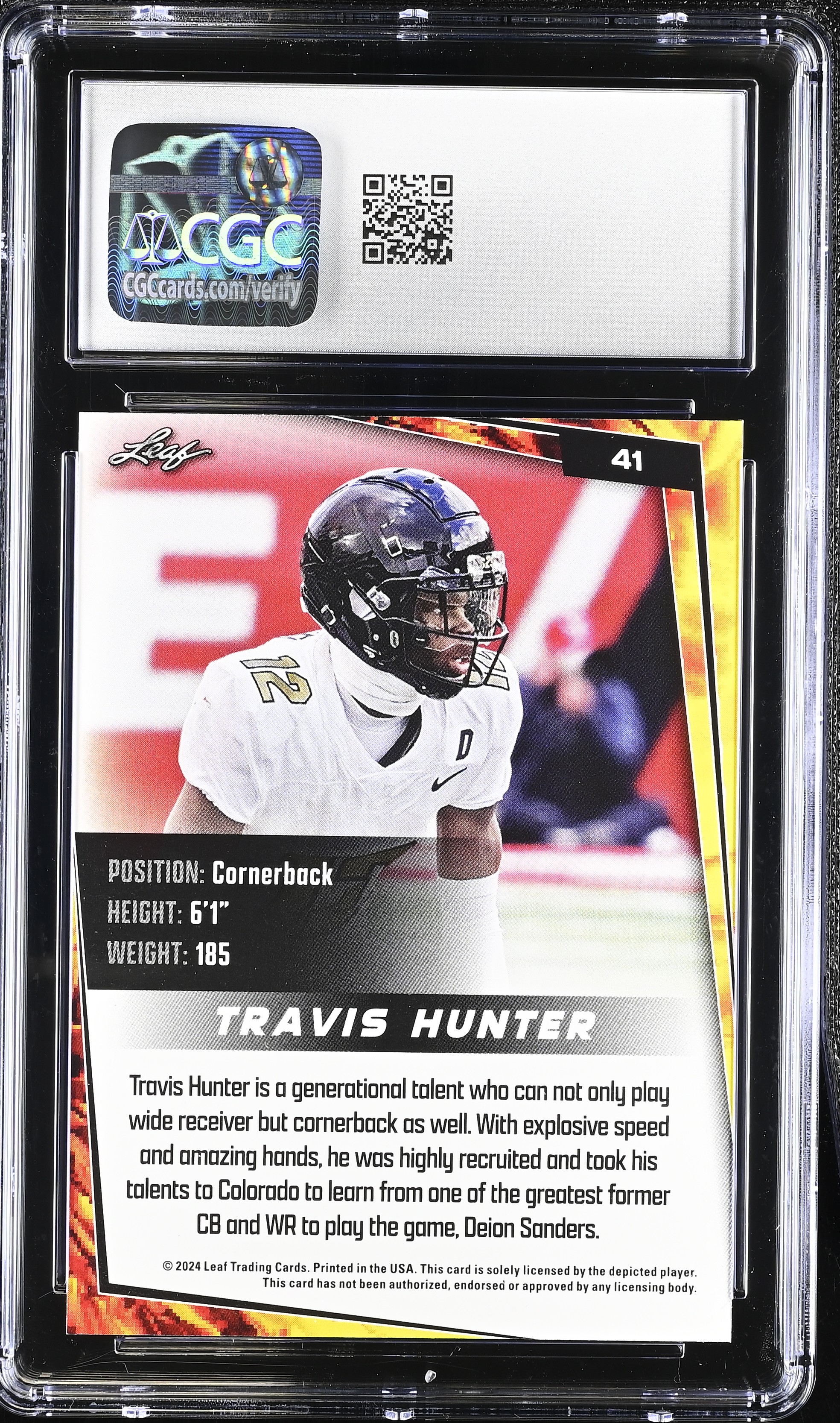 Travis Hunter 2024 Leaf Red #41 RC (CGC 8) at PristineAuction.com Travis Hunter 2024 Leaf Red #41 RC (CGC 8) at PristineAuction.com