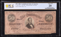 1864 Confederate $50 Currency Note, T-66 CR-500 w/ Flourish; No Series (PCGS Very Fine 20) at PristineAuction.com