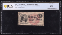 1863 U.S. 15&cent; Fractional Currency Note, 4th Issue - Fr. 1267 Large Seal - Signed: Allison / Spinner (PCGS Very Fine 25) at PristineAuction.com
