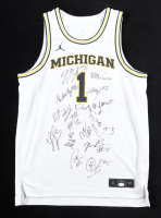 2025-26 Michigan Wolverines Jordan Authentic Jersey Team-Signed by (15) with Dusty May, Yaxel Lendeborg, Charlie May, Ricky Liburd (JSA) at PristineAuction.com