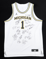 2025-26 Michigan Wolverines Jordan Authentic Jersey Team-Signed by (15) with Dusty May, Yaxel Lendeborg, Elliot Cadeau, Aday Mara (JSA) at PristineAuction.com