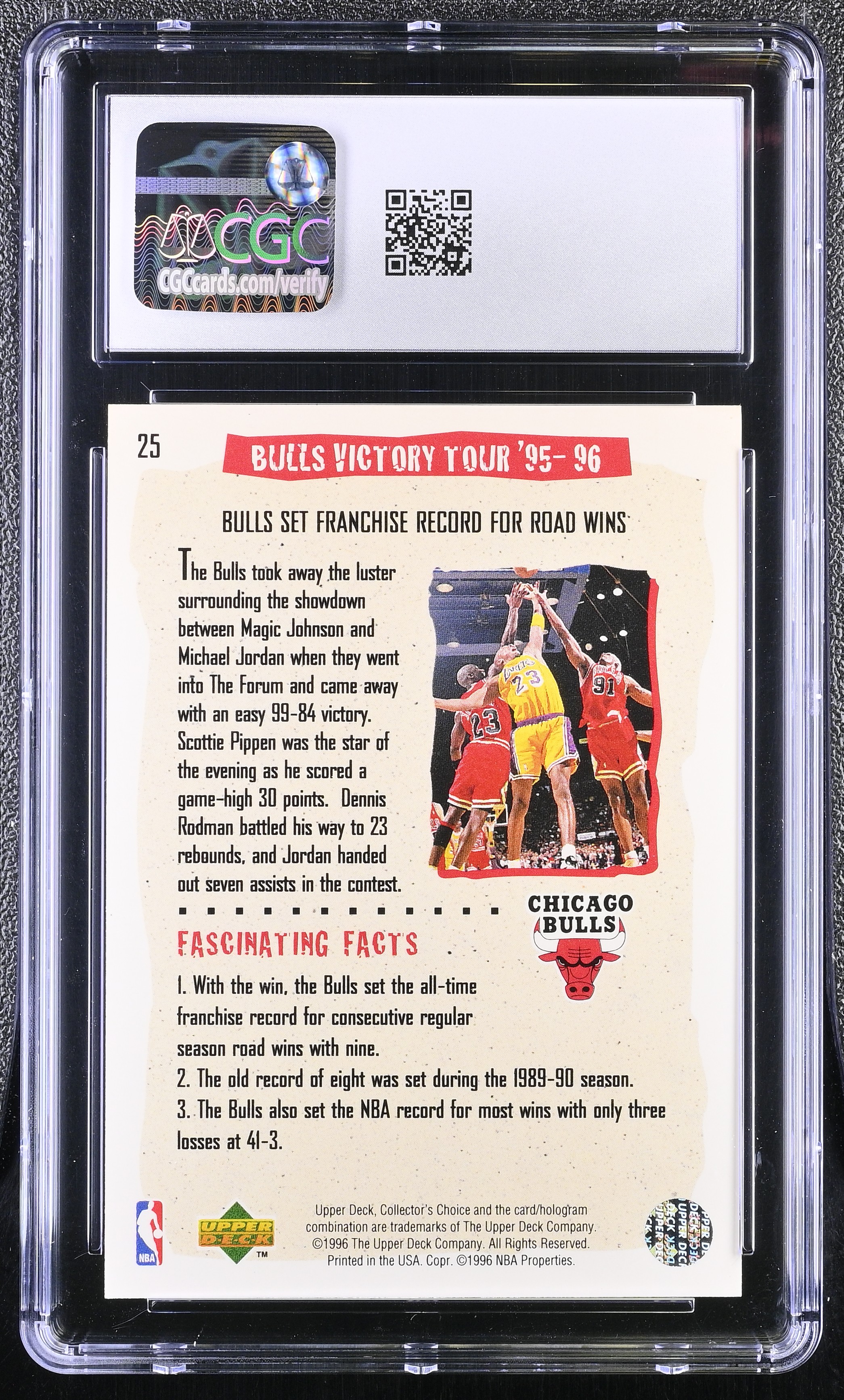 Michael Jordan Bulls Victory Tour '95-96 1996-97 Collector's Choice #25 (CGC 10) at PristineAuction.com Michael Jordan Bulls Victory Tour '95-96 1996-97 Collector's Choice #25 (CGC 10) at PristineAuction.com
