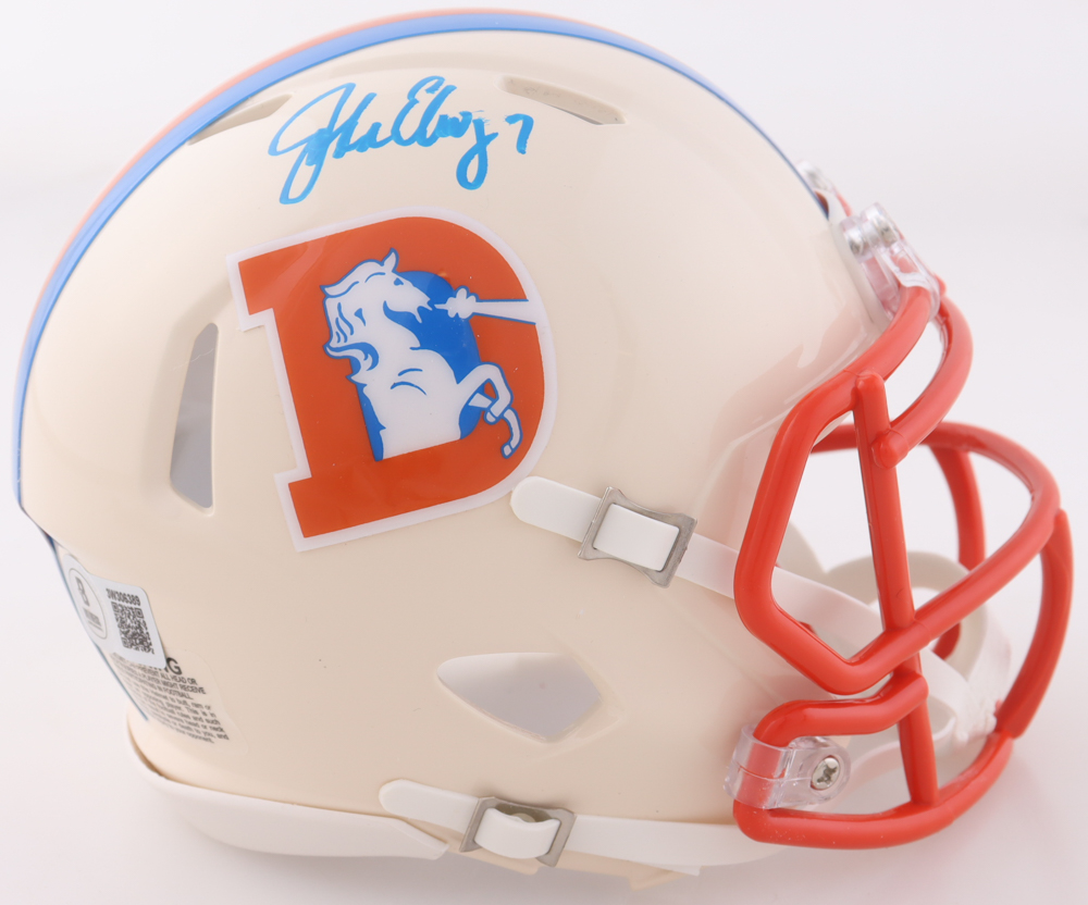 John Elway Signed Broncos Retro Alternate Speed Mini Helmet (Beckett) at PristineAuction.com John Elway Signed Broncos Retro Alternate Speed Mini Helmet (Beckett) at PristineAuction.com