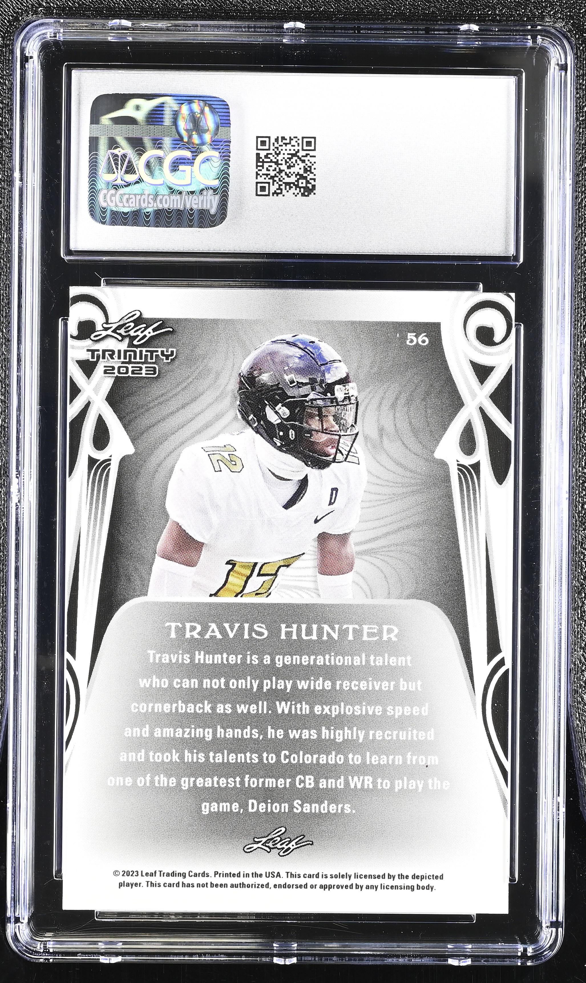 Travis Hunter 2023 Leaf Trinity Mega Box #56 RC (CGC 9) at PristineAuction.com Travis Hunter 2023 Leaf Trinity Mega Box #56 RC (CGC 9) at PristineAuction.com