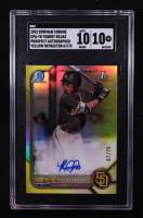 Yendry Rojas 2022 Bowman Chrome Prospect Autographs Yellow Refractors #CPAYR #67/75 RC (SGC 10 | Auto 10) at PristineAuction.com