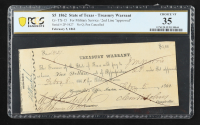 1862 Texas $2.50 Treasury Warrant, Military Service Cr-TX-15 (PCGS Choice Very Fine 35) at PristineAuction.com