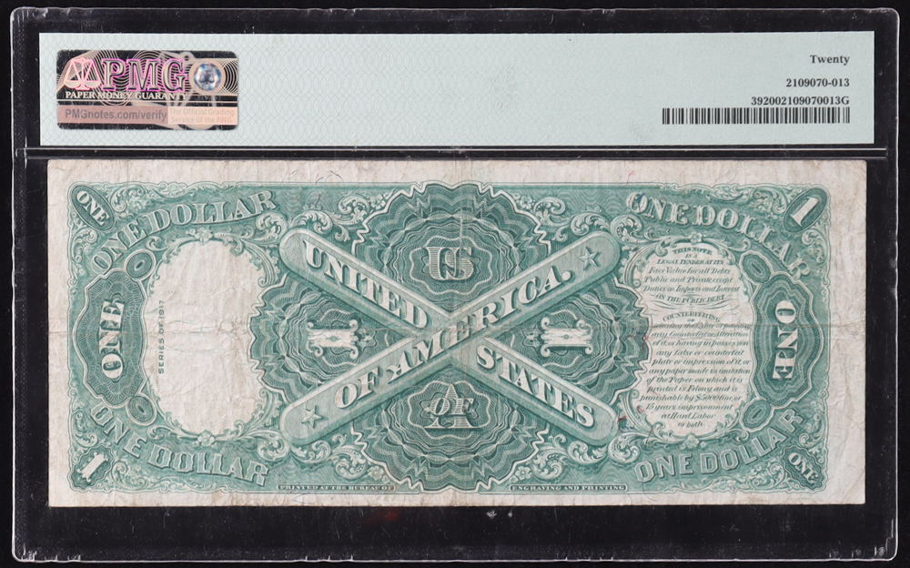 1917 U.S. $1 Legal Tender Note, Red Seal - Fr. 39 Signed: Speelman / White (PMG Very Fine 20) at PristineAuction.com 1917 U.S. $1 Legal Tender Note, Red Seal - Fr. 39 Signed: Speelman / White (PMG Very Fine 20) at PristineAuction.com