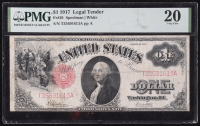 1917 U.S. $1 Legal Tender Note, Red Seal - Fr. 39 Signed: Speelman / White (PMG Very Fine 20) at PristineAuction.com
