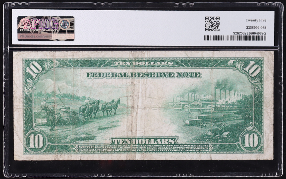 1914 U.S. Federal Reserve Note, Chicago - Fr. 928 Signed: Burke / McAdoo (PMG Very Fine 25) at PristineAuction.com 1914 U.S. Federal Reserve Note, Chicago - Fr. 928 Signed: Burke / McAdoo (PMG Very Fine 25) at PristineAuction.com