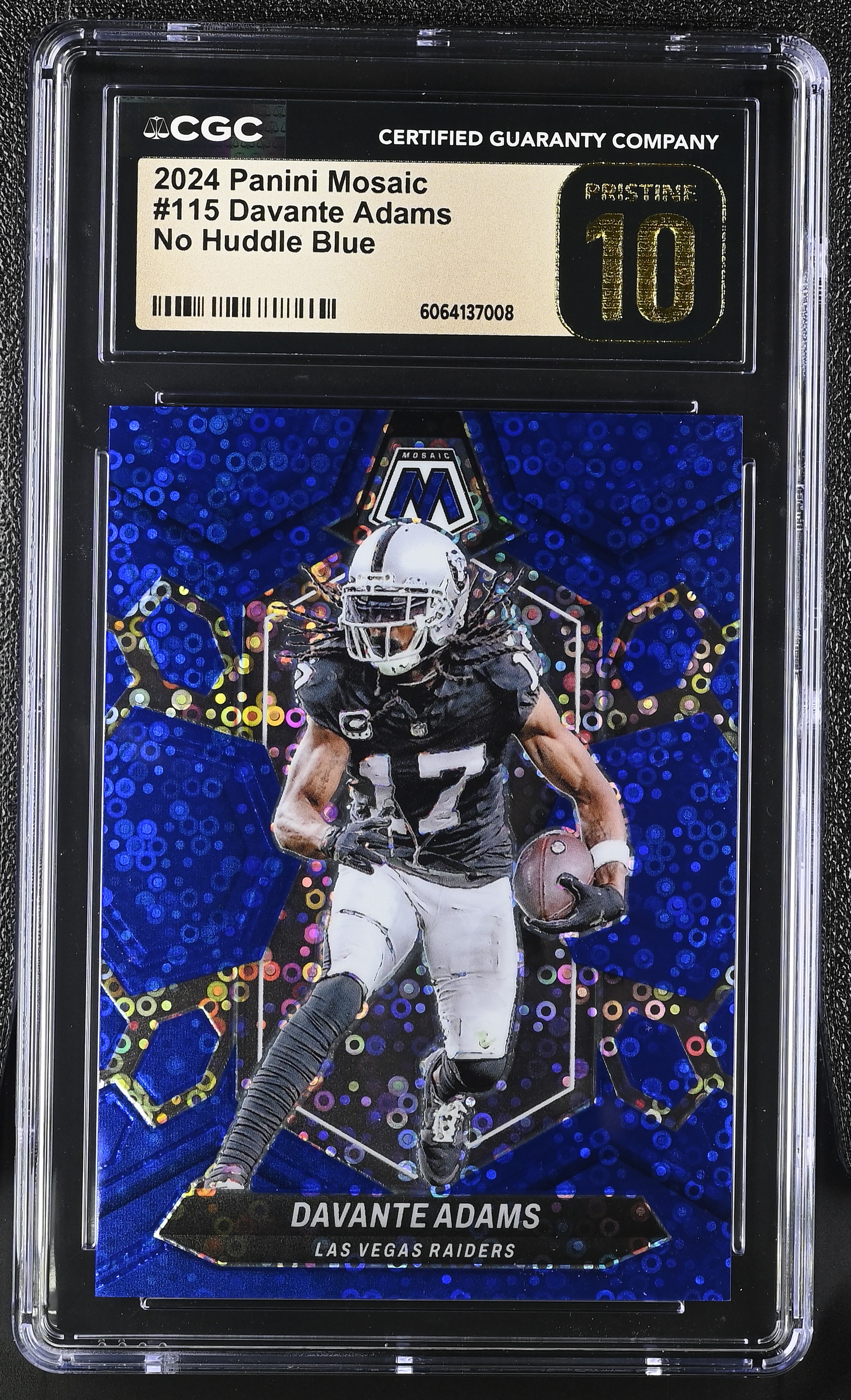 Davante Adams 2024 Panini Mosaic No Huddle Blue #115 #54/75 (CGC Pristine 10 | Black Label) at PristineAuction.com Davante Adams 2024 Panini Mosaic No Huddle Blue #115 #54/75 (CGC Pristine 10 | Black Label) at PristineAuction.com
