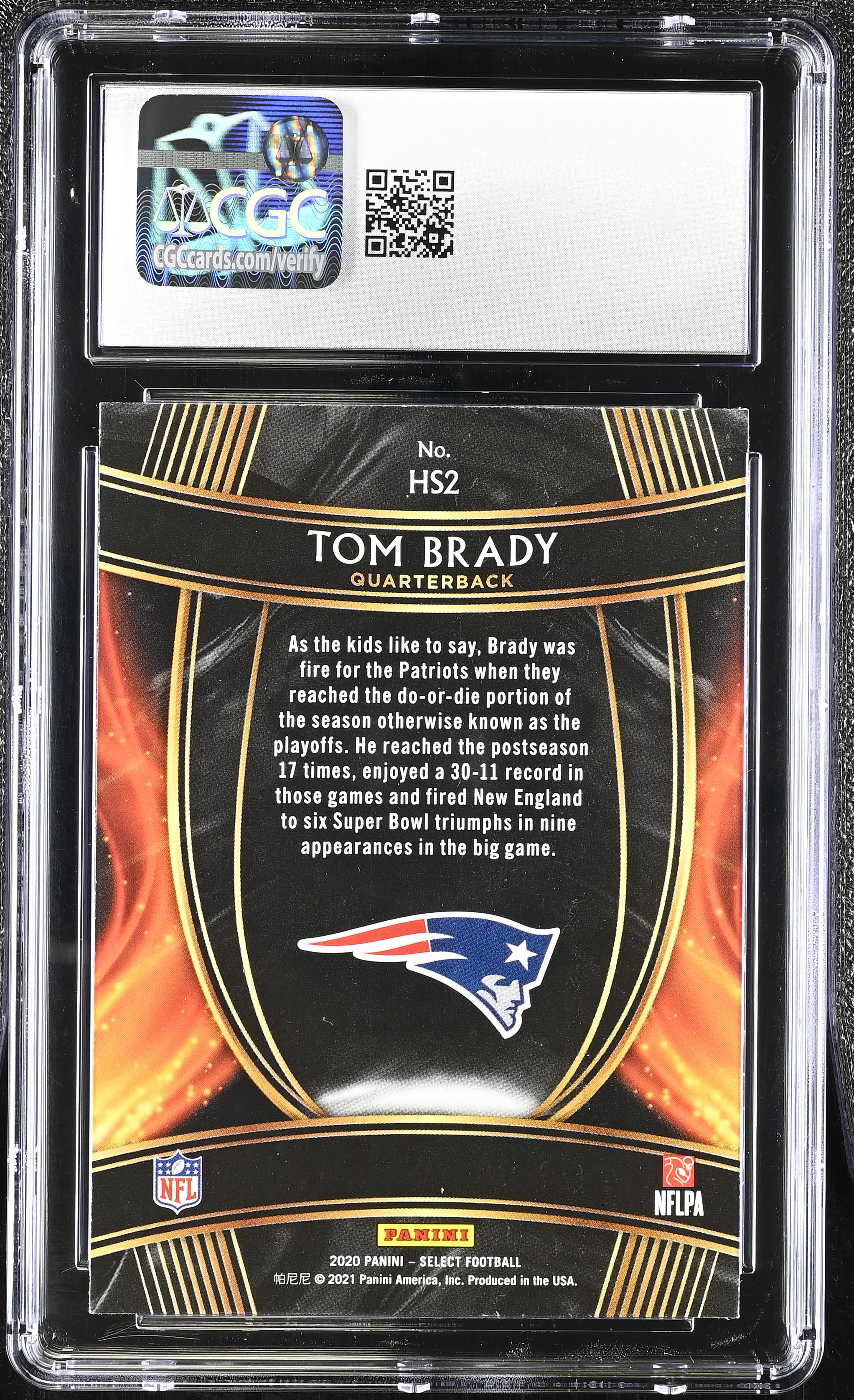 Tom Brady 2020 Panini Select Hot Stars #HS2 (CGC 10) at PristineAuction.com Tom Brady 2020 Panini Select Hot Stars #HS2 (CGC 10) at PristineAuction.com